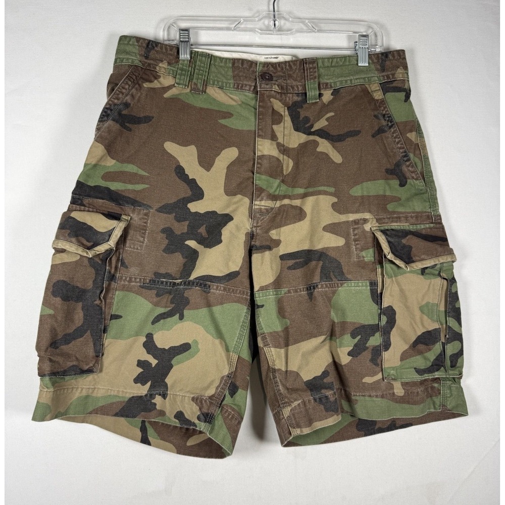 EUC Polo Ralph Lauren Mens 36 Woodland Camo Cargo Shorts Military Gorpcore 10"